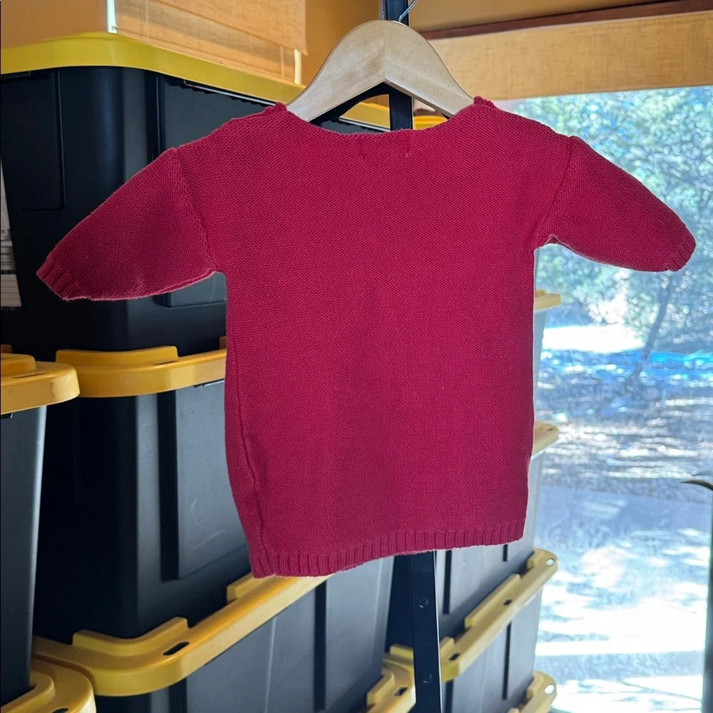 Old Navy Red Cable Knit Sweater & Carter’s Floral Leggings Set 18 Mths (12–18M)